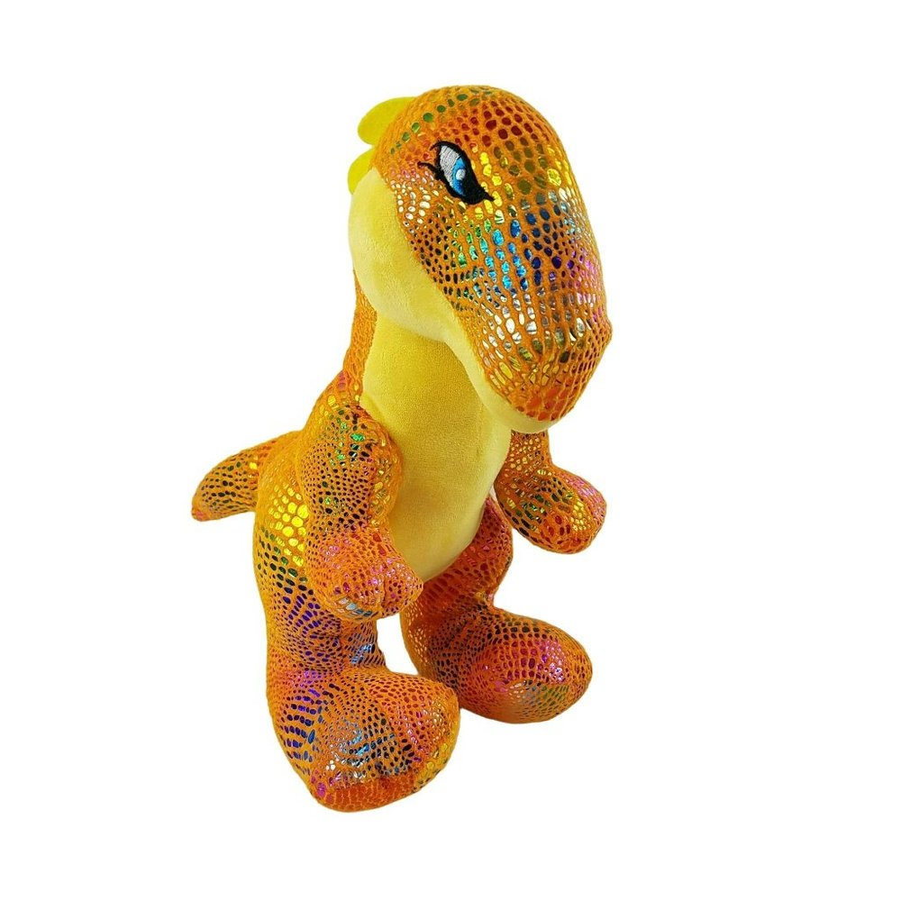 Kellytoy Dinosaur Plush 12" Yellow Orange Metallic Shiny Stuffed Animal Toy
